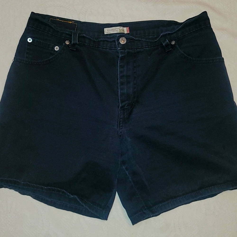 Levi's 550 relaxed shorts jean, black high waisted, mom shorts, sz 12